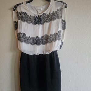 Enfocus Studio Black and White Lace Dress